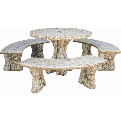 COMEDOR DE PIEDRA JARDIN CIRCULAR MADERA GRANDE (1/2)
