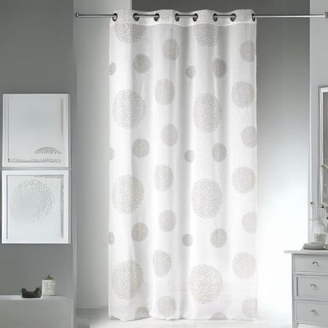 Voilage en Etamine Impression Argent Beige 140x240 cm