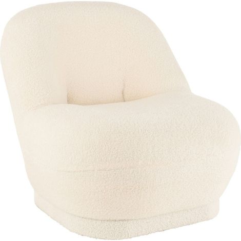 Fauteuil Design Bouclette "Teddy" 88cm Blanc (1/5)