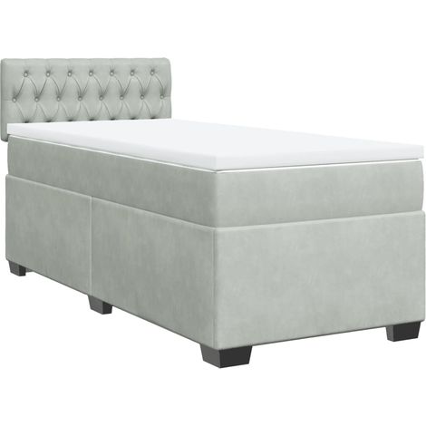 Maison Exclusive - Giroletto a Molle con Materasso Grigio Chiaro 90x200 cm Velluto (1/5)