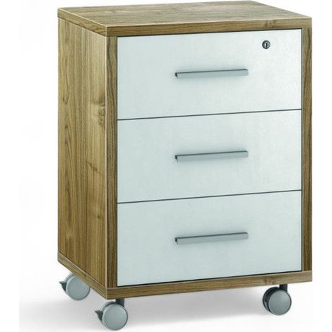 Cassettiera ufficio con ruote 3 cassetti MDF colore bianco dimensioni 51x41x71 cm ideale per organizzare documenti e accessori