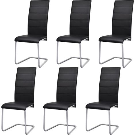 Juego de 6 sillas de cocina comedor de diseño moderno voladizas sintéticas negras CDS022319