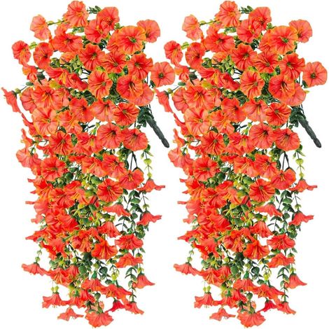 2 Pièces Fleurs Artificielles, Pétunia Suspendu 75cm, Résistant UV, Décoration Jardin, Balcon, Mariage (1/5)
