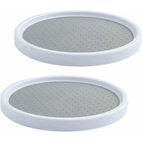 Plateau Tournant en Plastique pour Epices, 2 Pièces Plateau Tournant Epices Rangement Rond, Etagere a Epices Plateau Pivotant, Plateau Tournant Placard Cuisine pour Réfrigérateur, Armoire (1/4)
