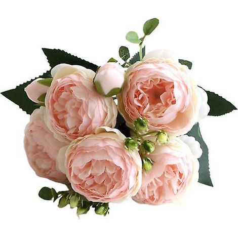 Composition florale artificielle imperméable, style vintage, aux couleurs vives, rose artificielle, pour la maisonrose clair (1/5)