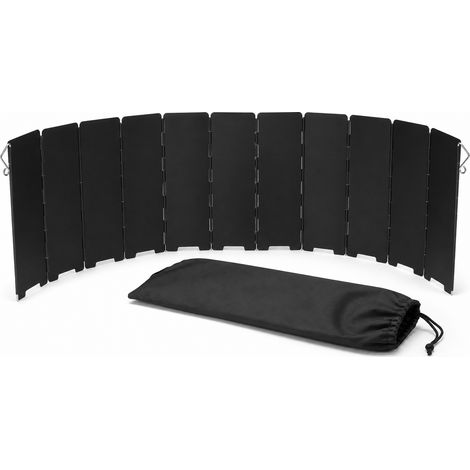 Pare vent pliable pour réchaud à gaz de camping noir avec housse (1/5)
