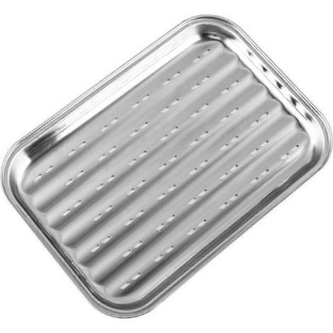 Plateau rectangulaire en acier inoxydable pour poisson grillé, avec trous, pour riz vapeur, avec plaque de cuisson antiadhésive pour barbecue (1/5)