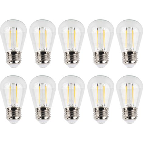 Ampoule LED Vintage Transparente S14 E27 - 10 Ampoules Filament en Verre 180LM 2W 110V Lumière Chaude