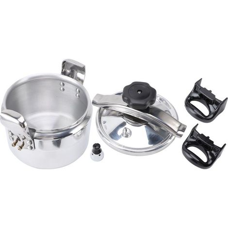 Autocuiseur à fond composé universel, facile à ouvrir et à fermer, en aluminium pour tables de cuisson à gaz, à dessus plat, à induction, 3L, 7,1 pouces (1/5)