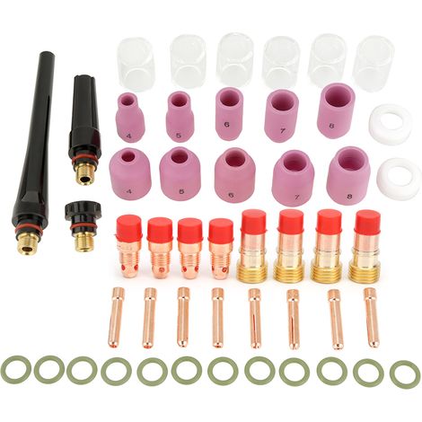 49pcs/set Gas Lens Alumina Nozzles Cups Collets Accessory Kit for Welding Torch