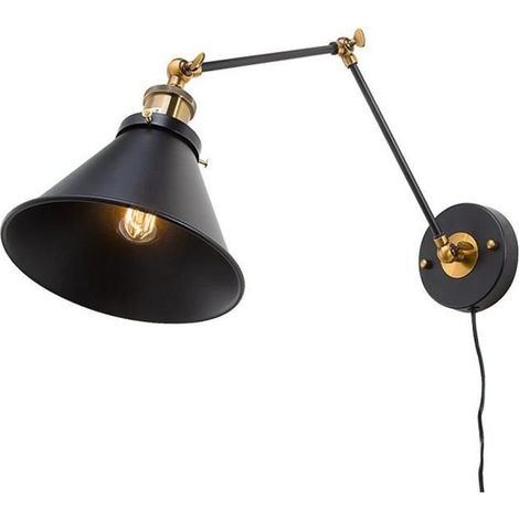 Juce® Applique Murale Réglable en Métal Lampe Rétro Industrial Eclairage Edison E27 pour Café Cuisine Salle (ampoule non incluse ) (1/4)