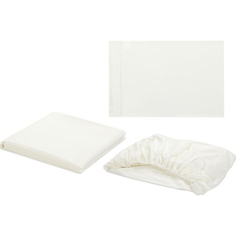 Jeux De Literie - Drap Housse Profond - Microfibre - Lit Une Personne - Ensemble 3 Pièces - Blanc Crème (1/5)