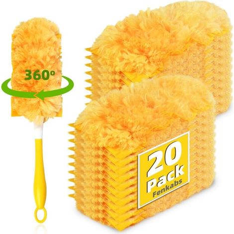 Paquet de 20 recharges de plumeau 360, ensemble de plumeau robuste sans odeur, recharges de plumeau jetables avec 1 poignée pour nettoyer les meubles, les stores, les ventilateurs de plafond (1/5)