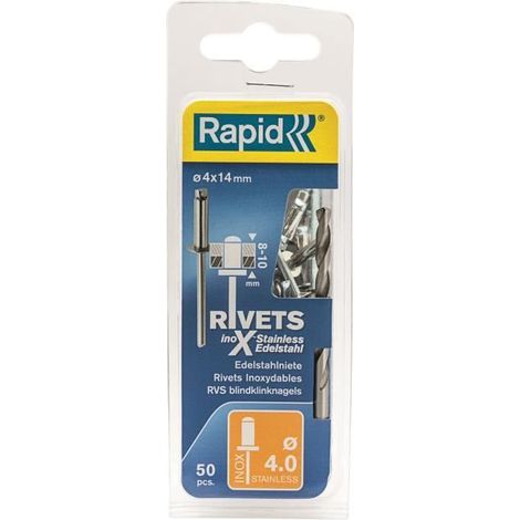 Rapid 5000395 Stainless Steel Rivets 4 x 14mm (Blister of 50)