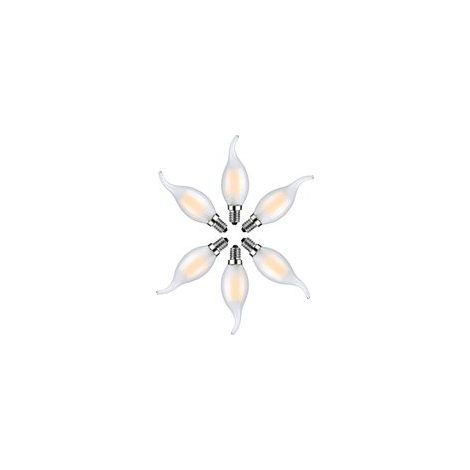 Lot de 6 Ampoule LED Flamme E14 4W Blanc Chaud 2700K-Ampoules Bougie à Filament pour Lustres-Verre Dépolie (1/5)