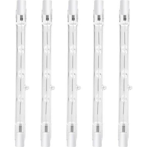 100 W, 118 mm, R7s, dimmbar, Halogen-Bleistiftlampe, warmweiß, 2800 K, R7s, linear, 1500 lm, Strahler, AC220–240 V, für Heimbeleuchtung, Arbeit, Sicherheit, Straßenlaterne usw. (5 Stück) (1/4)