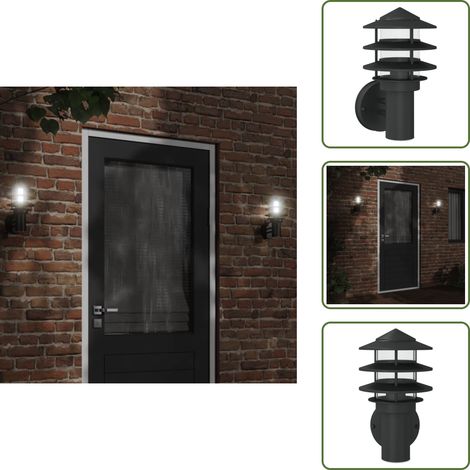 Außenwandleuchte Schwarz Edelstahl - Outdoor-Beleuchtung - Wandleuchte - Gartenleuchte - Edelstahlleuchte - LED-Leuchte (1/5)