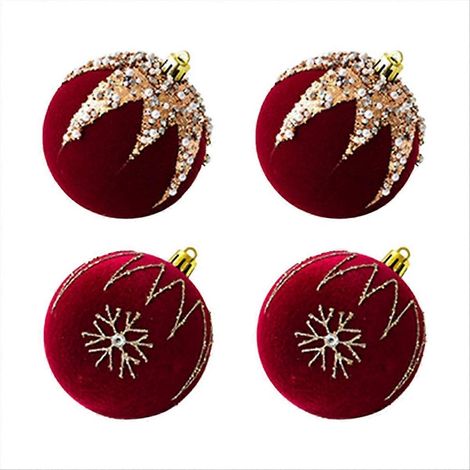 Boule de Noël pour sapin, décoration festive année, ornements sphériques brillants, lot de 6, rouge et or, 8 cm, intérieur extérieur. (1/5)