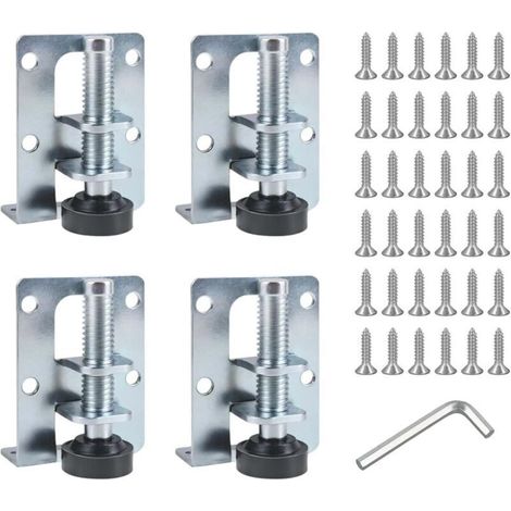 4 pièces Pieds de nivellement,Pieds de nivellement Robustes,Niveleurs de Meubles,Pieds de nivellement réglables Robustes,avec vis en Zinc Blanc et clé à Sept Fentes (1/4)