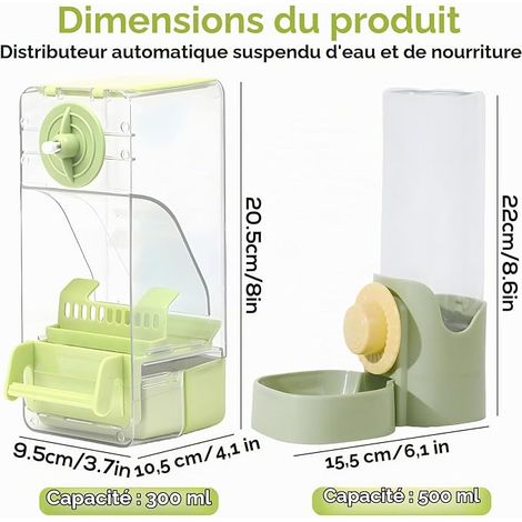 Mangeoire Automatique Oiseaux avec Distributeur d’Eau Mangeoire et Abreuvoir pour Perruches Canaris Calopsittes et Petits Oiseaux de Cage (1/4)