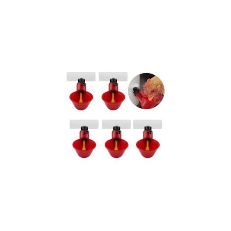 Juego de 5 bebederos automáticos para aves de corral, vasos portátiles, recipientes de agua de plástico, adecuados para aves como codornices, palomas, pollos y gallinas (25 mm) - Crezuo