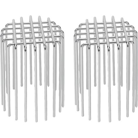 Lot de 2 protège-gouttières en acier inoxydable, protection anti-oiseaux, pour tuyaux de 75 mm, modèle droit, robuste et réglable en hauteur. (1/5)