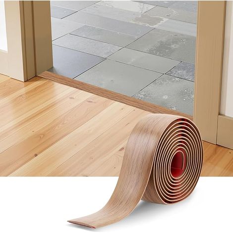 Adhesive Threshold Bar, 200 x 4 cm Flexible Self-Adhesive Waterproof Skirting Board, Cuttable PVC Skirting Board, Parquet Floor for Door Sill Catch Up Level Decoration (Yellow Oak) (1/5)