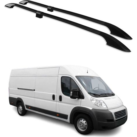 Barres de toit longitudinales pour Fiat Ducato III 2006-2026 L4 Alu Noir (1/5)