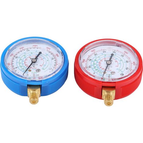 Kit de Jauge de Réfrigérant Climatiseur Professionnel pour R410A R134A R22 - Gauge Haute Pression et Basse Pression avec Cadraction Précise et Connecteurs en Laiton Robustes pour des Tests et une. (1/5)