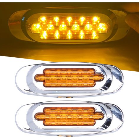 Feux arrière latéraux à 16 LED avec feux de bord électroplaqués, éclairage extérieur automobile 12V/24V adapté aux bus, fourgonnettes, camionnettes (Jaune). (1/5)