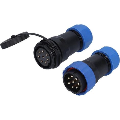 Connecteur aéronautique 8 broches mâle/femelle, résistant à l'oxydation et étanche, compatible avec diverses applications. (1/5)