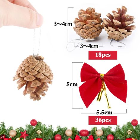 Lazo Navideño - Algodón - Rojo - 36 Unidades - Adorno para Árbol y Decoración Navideña (1/5)