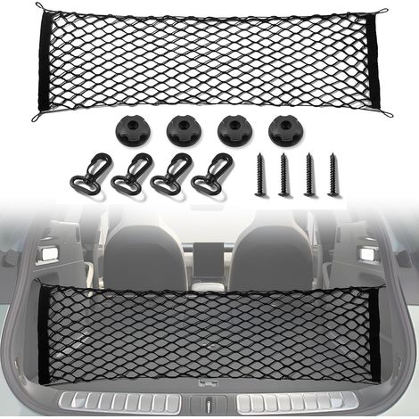 Filet de rangement extensible pour coffre de voiture, accessoire extérieur, réglable et élastique, avec crochet, pour SUV, voitures et camions (90 x 40 cm) (1/5)