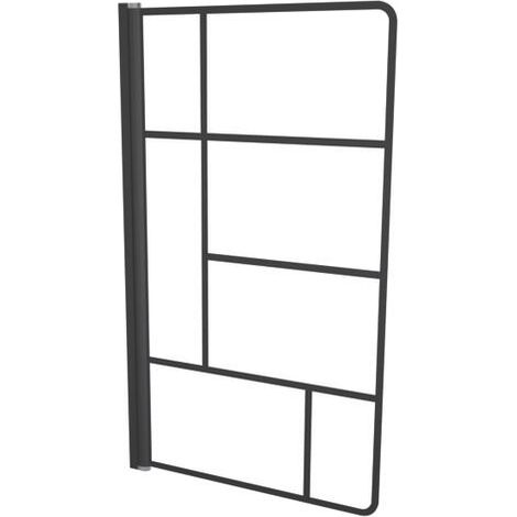 ONDEE - Mamparas de baño bañera FABRILIA - Vidrio templado - Acabado negro mate - 80x140x0,5cm