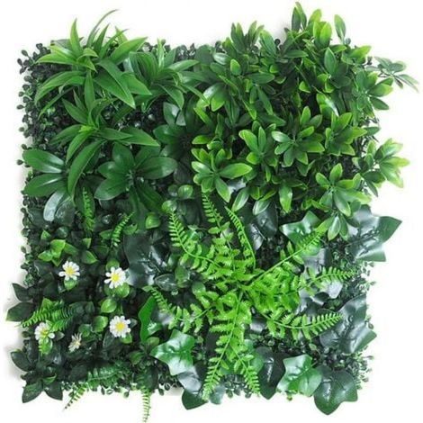 Ecleanfy - Haie végétale artificielle 50x50 cm – Plastique – Feuillage réaliste – Brise-vue décoratif pour jardins et terrasses (1/5)