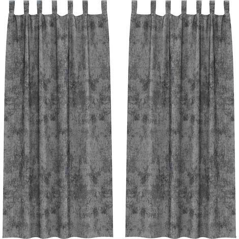 Rideau avec des rideaux 2 pcs Gris 260 x 140 cm Velours CFW59835 (1/5)