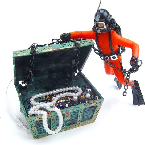 Aquarium-Dekoration, Schatzjäger, Mini-kreatives Aquarium-Ornament, schwimmende Unterwasser-Schatztruhe, Taucher, dekoratives Zubehör für Aquarien und Aquarien