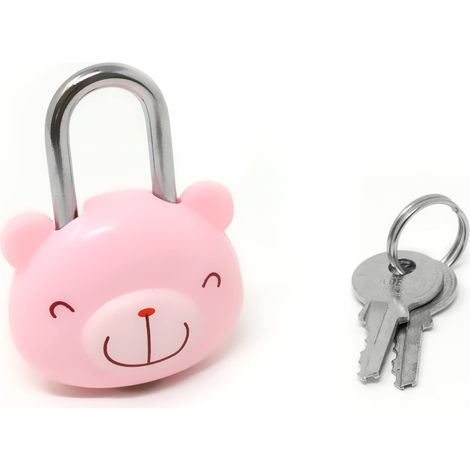Cadenas mignon en forme d'animal de dessin animé, mini cadenas ours avec clé – idéal pour les boîtes à bijoux, les sacs à main, les coffres au trésor et les valises.