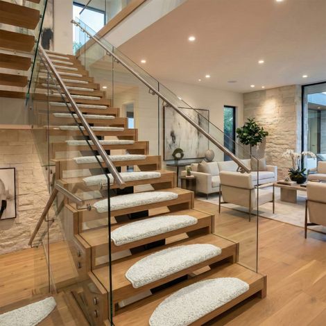 Tapis d'escalier Madrid Demi-rond Crème - Confort et style pour vos escaliers (1/5)