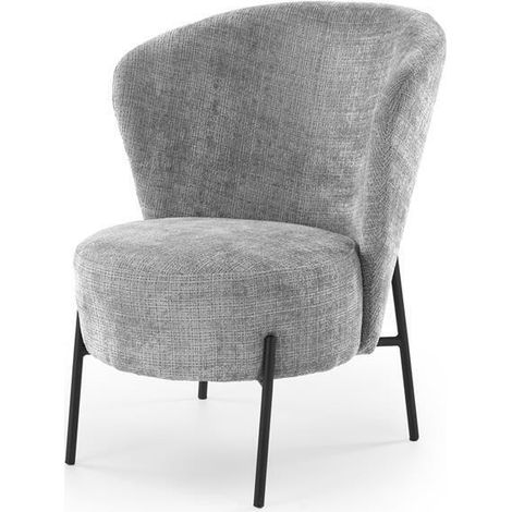 Fauteuil en tissu gris et pieds métal noir TOBBY (1/5)