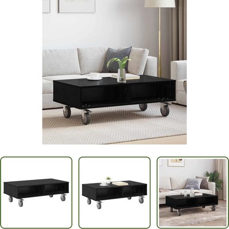 vidaXL Nachttisch -  Beistelltisch mit Rädern Schwarz Eichen-Optik 90 x 50 x 30 cm
