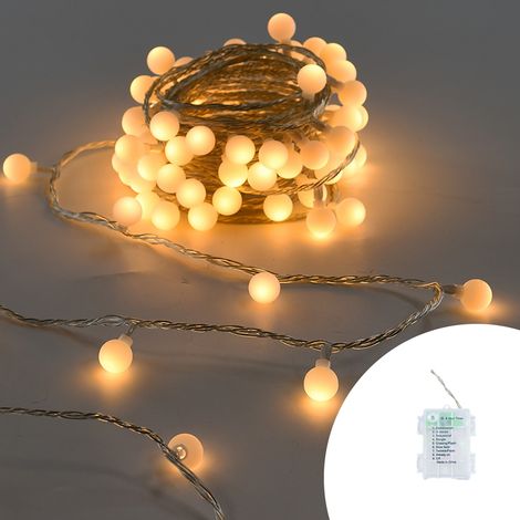Catena decorata con 60 Perle a Led Bianco Caldo 9 metri cavo trasparente a batteria Wisdom (1/5)