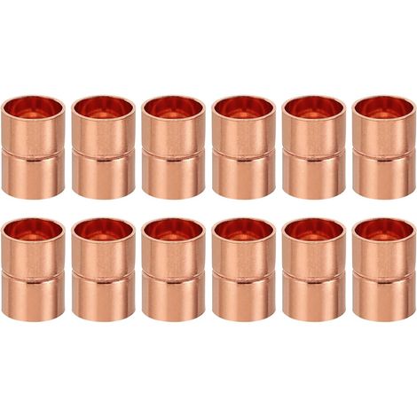 8pcs Manchons à Souder en Cuivre, 15mm Raccords de Couplage Tuyau, Raccord Tuyauterie Droit pour Raccordements Plomberie HVAC Climatisation Chauffage Réseaux, Épaisseur 1mm - 12 mm (1/5)