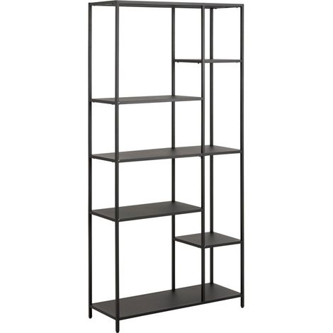 Estantería Norsica Teruva 103, Negro, Abierta sin pared trasera, Abierto, Metal, Número de puertas: 0, Número de cajones: 0, 165x80x30cm