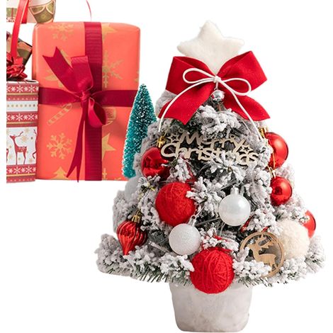 Mini Sapin De Noël Pré-illuminé Étoile De Cime, Décorations, Décor Floqué Petit Petite Décoration De Table Lumineuse De Noël Pour Bureau, Centres De Table, Chevet Et (1/5)