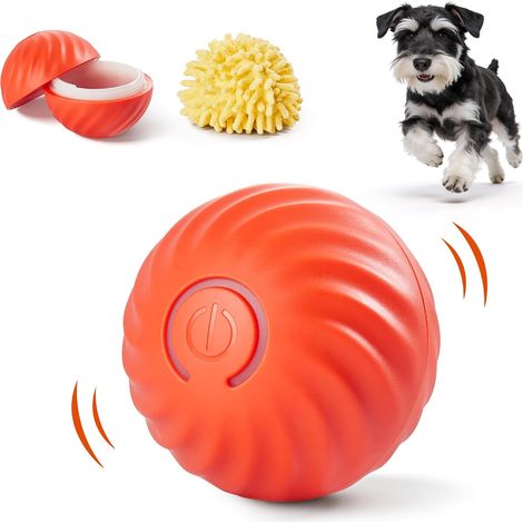 Balle Automatique pour Chien 67 mm, Jouet Interactif avec Housse Peluche Hérisson de Mer et Coque Orange, Balle Mobile Rebondissante pour Chiens Moyens et Grands (1/5)