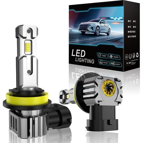 H11 LED Headlight Bulbs, 30000LM 80W 6500K White Light Fog Light Kit, 1:1 Halogen Size, No Adapter Required Plug and Play for Cars and Motorcycles, Pack of 2 (1/5)