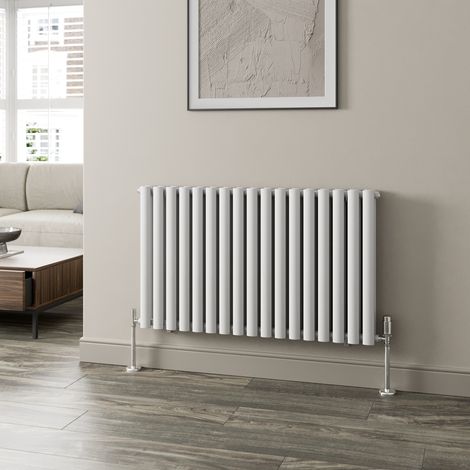 White Oval Column Designer Radiator Vertical Horizontal 600 x 1020mm Double Panel
