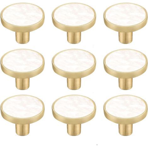 Lot de 8 boutons d'armoire ronds en Alliage de zinc,Poignées de tiroir décoratives blanches,Boutons de commode, de commode, de meubles de cuisine, crochets à vêtements (8, style) (1/4)