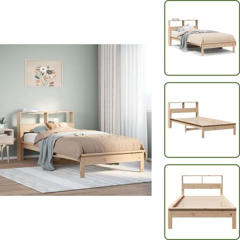 Cama de pino - vidaXL Cama con estantería sin colchón madera maciza de pino 90x200 cm - Estantería de cama